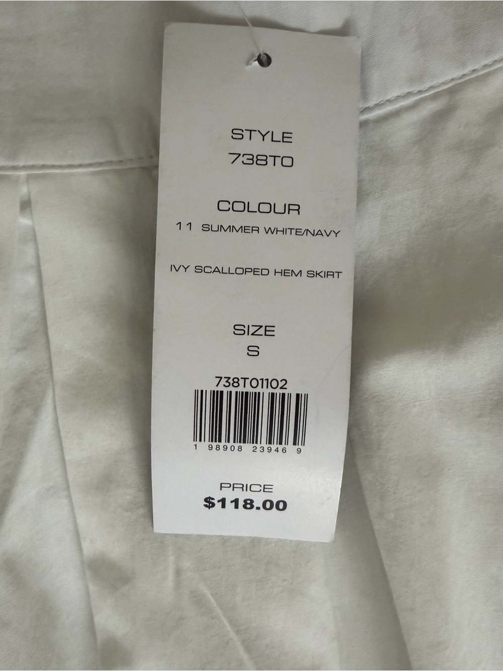 French Connection White Midi Skirt with Navy Trim - Picture 8 of 12